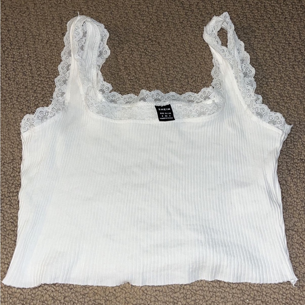 White small lace crop top from shein